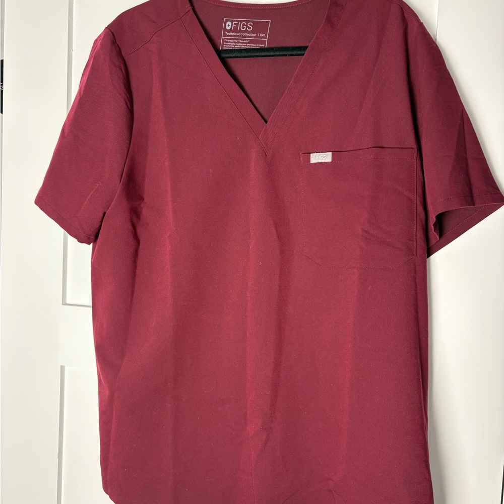 Figs Women's Burgundy Catarina One Pocket Scrub Top